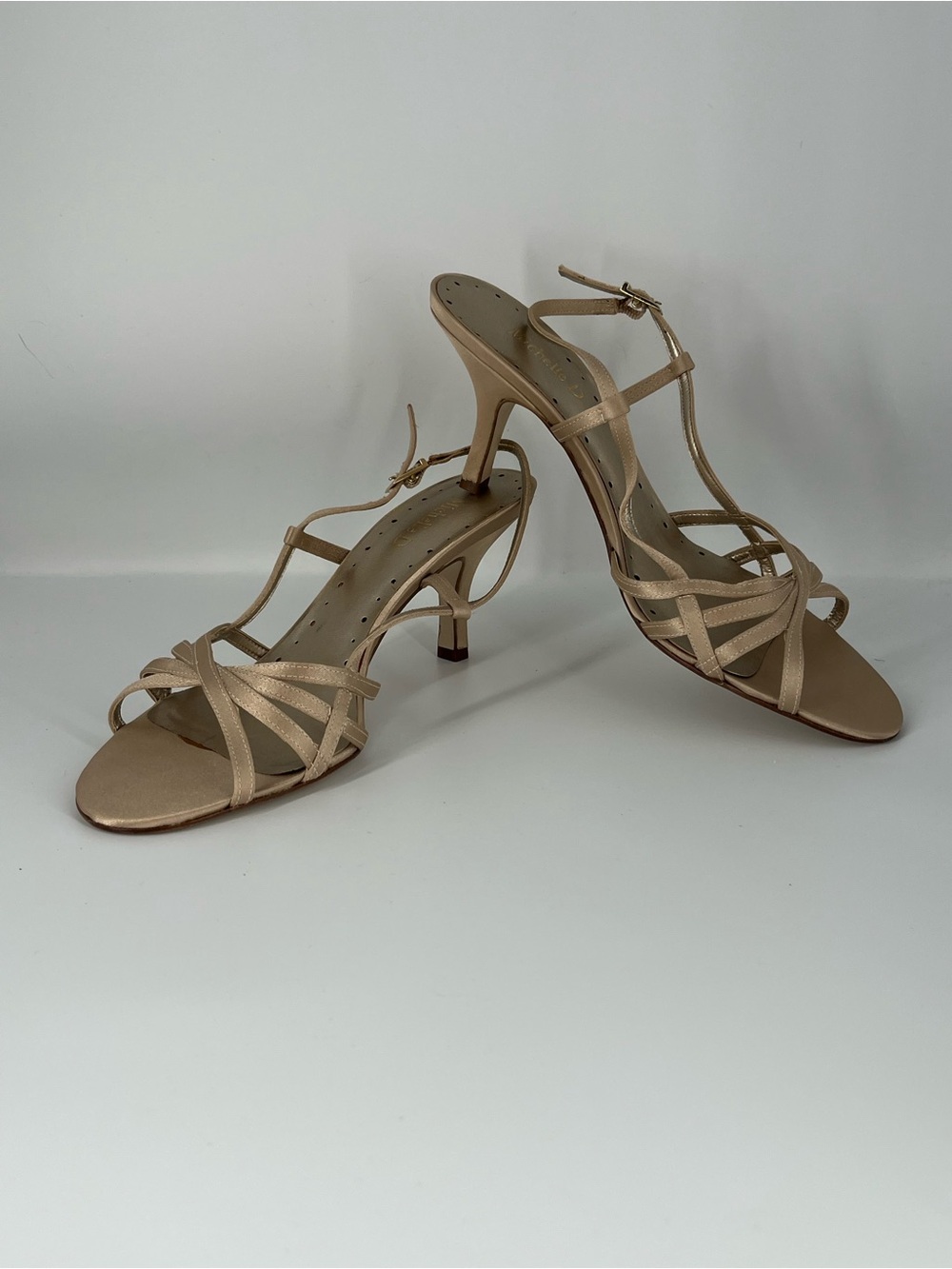 Michelle D Champagne Beige Strappy Heeled Sandals